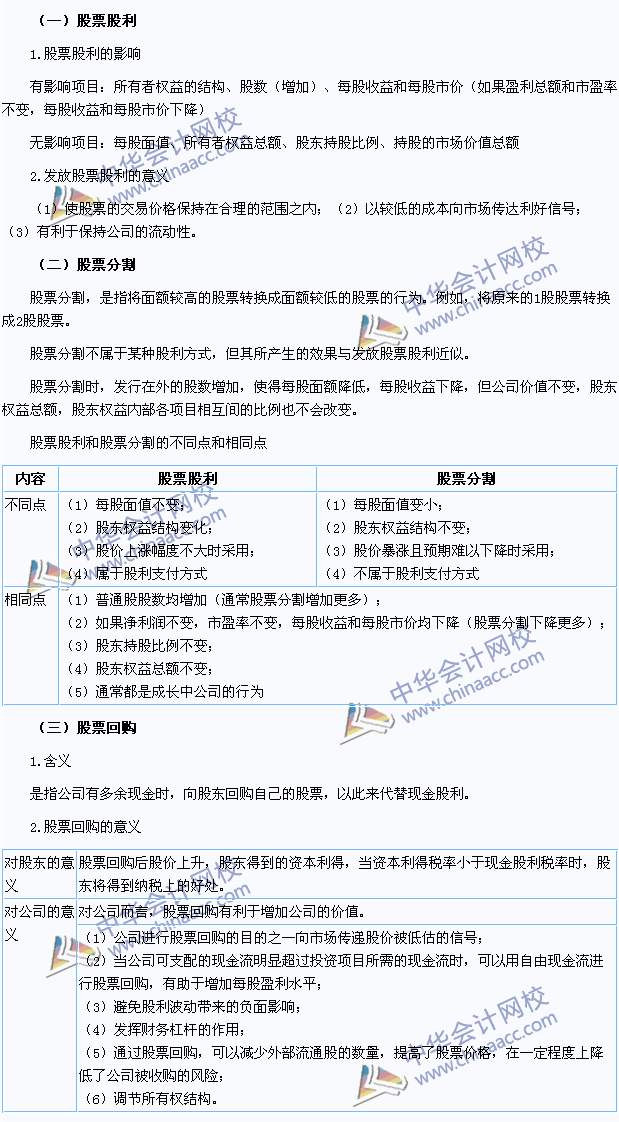 2015注會(huì)財(cái)管高頻考點(diǎn)：股票股利、股票分割與股票回購(gòu)