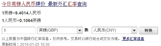 英鎊人民幣對(duì)外匯率