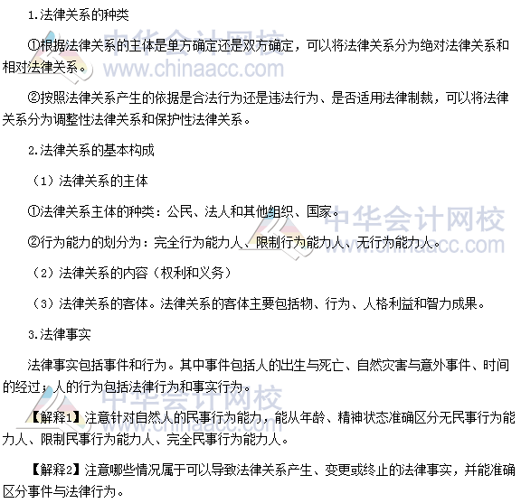2017年注會《經(jīng)濟(jì)法》高頻考點：法律關(guān)系