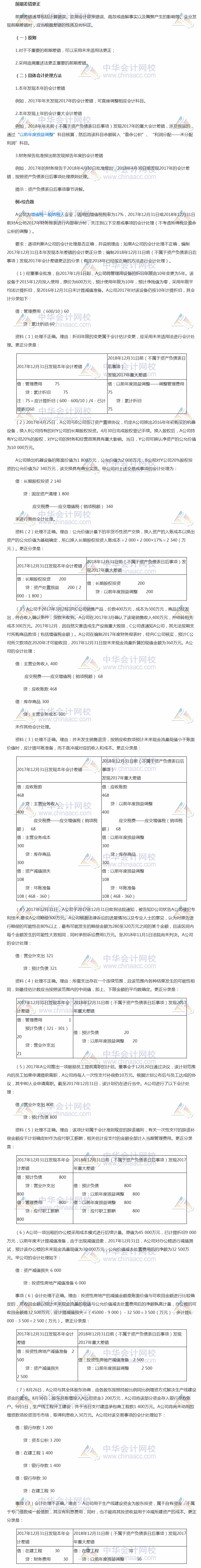 2018《中級會(huì)計(jì)實(shí)務(wù)》考前每日學(xué)習(xí)任務(wù)：前期差錯(cuò)更正