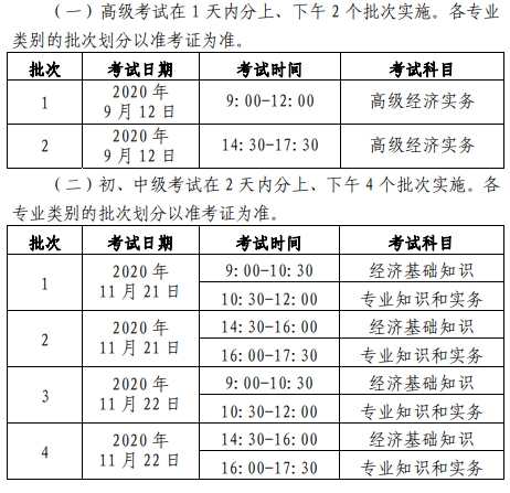 北京經(jīng)濟師考試時間安排
