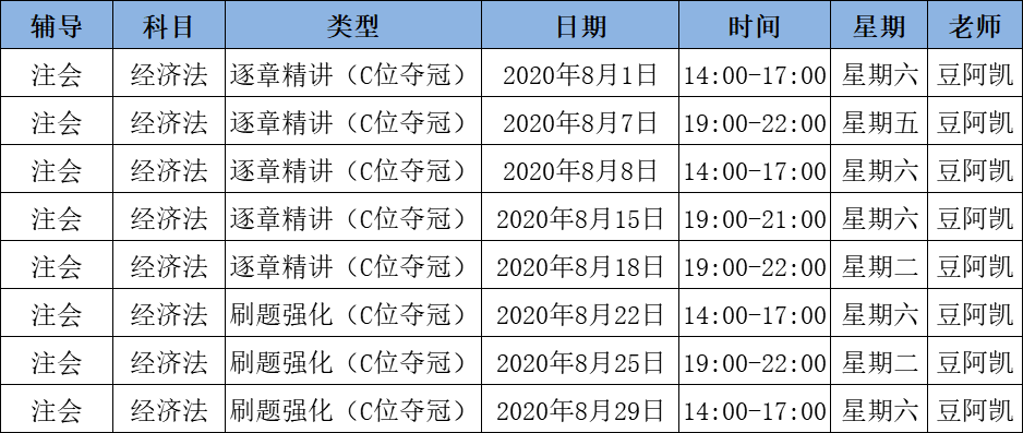 2020注會(huì)《經(jīng)濟(jì)法》C位奪冠課表來了！