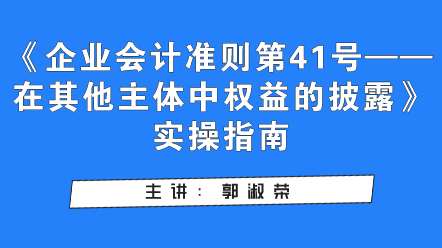 《企業(yè)會計準(zhǔn)則第41號——在其他主體中權(quán)益的披露》實操指南