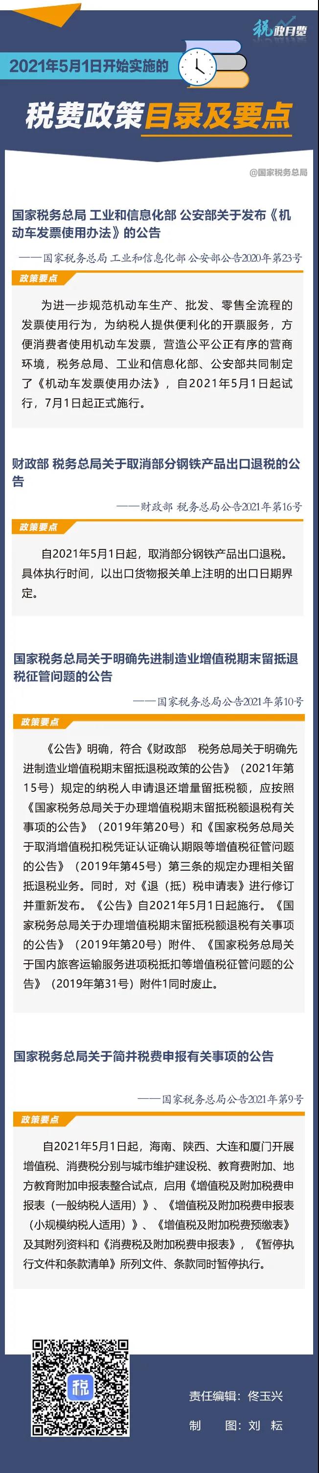 擴(kuò)散周知！2021年5月1日開始實(shí)施的稅費(fèi)政策