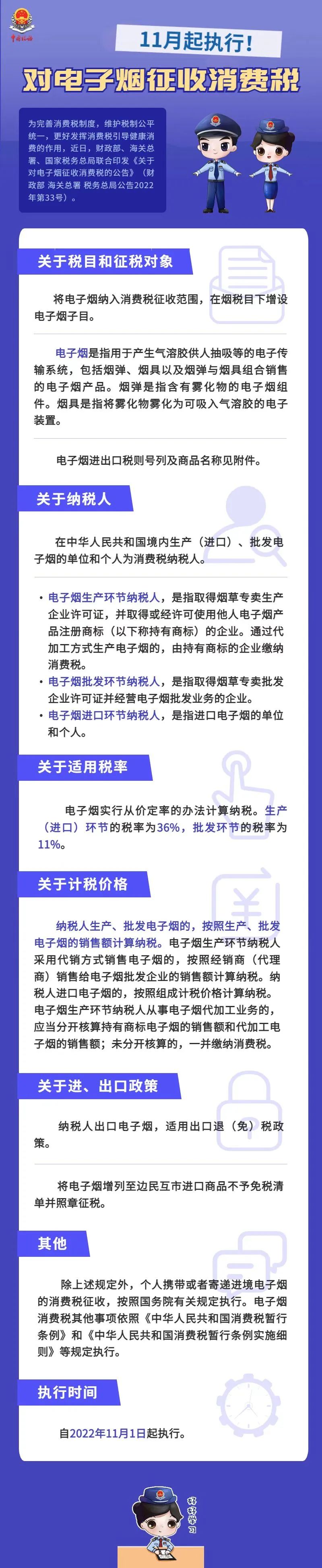 11月起執(zhí)行！對(duì)電子煙征收消費(fèi)稅