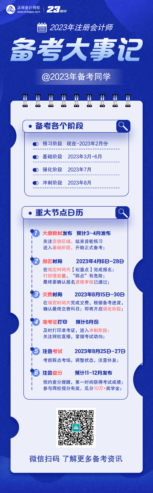 注意查收！2023年注會(huì)重大節(jié)點(diǎn)日歷！