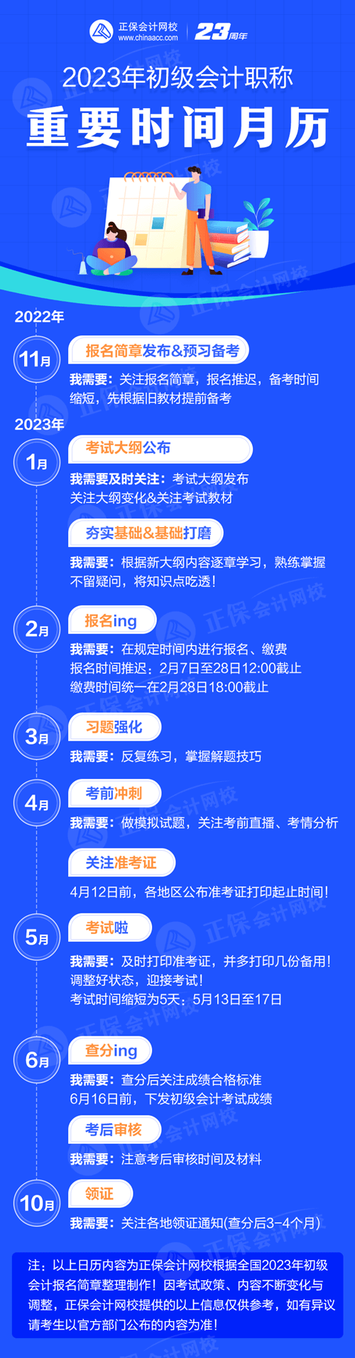 2023年初級會(huì)計(jì)職稱重要時(shí)間月歷已出爐！建議收藏~