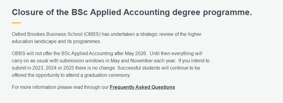 重大消息！ACCA牛津布魯克斯大學(xué)（OBU）學(xué)位將停止申請(qǐng)！ 