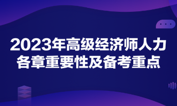 2023年高級經(jīng)濟(jì)師《人力資源管理》各章重要性及備考重點