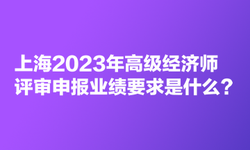 上海2023年高級(jí)經(jīng)濟(jì)師評(píng)審申報(bào)業(yè)績(jī)要求是什么？