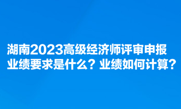 湖南2023高級經濟師評審申報業(yè)績要求是什么？業(yè)績如何計算？