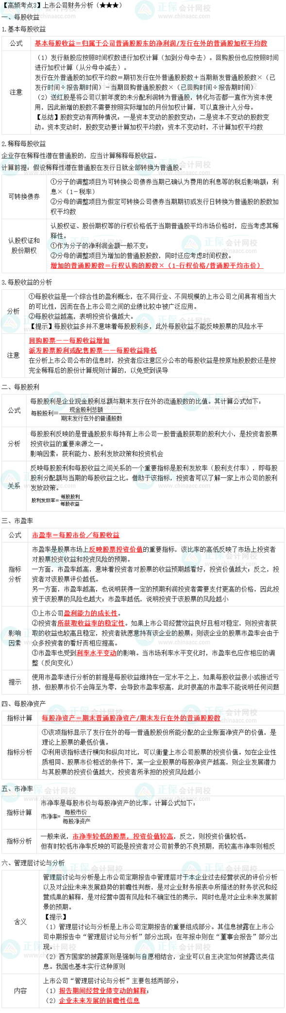 2023中級(jí)會(huì)計(jì)職稱《財(cái)務(wù)管理》高頻考點(diǎn)：上市公司財(cái)務(wù)分析