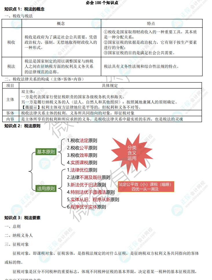 李小薇老師：注會《稅法》考前必會100個知識點來啦！
