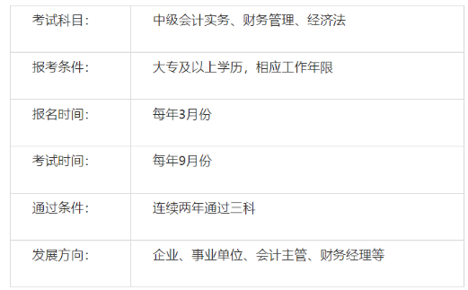 中級會計職稱考試