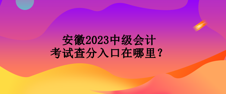 安徽2023中級會計考試查分入口在哪里？