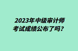 2023年中級審計(jì)師考試成績公布了嗎？