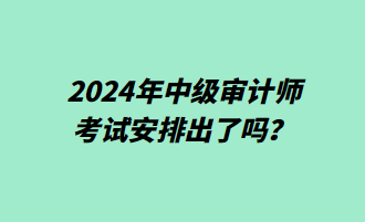 2024年中級(jí)審計(jì)師考試安排出了嗎？