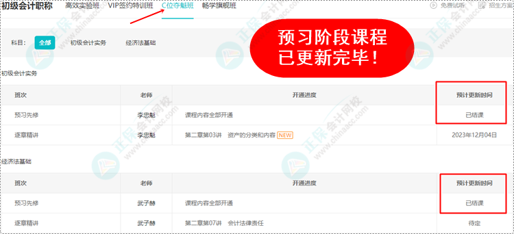 2024初級會計預(yù)習(xí)階段課程均已更新完畢 各位考生跟上進(jìn)度了嗎？