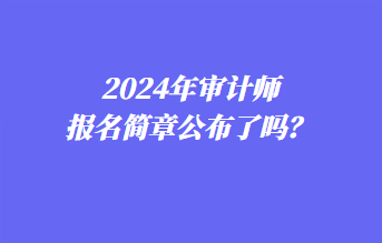 2024年審計師報名簡章公布了嗎？