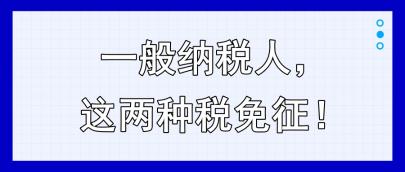 一般納稅人，這兩種稅免征！