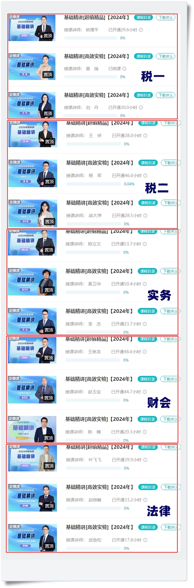 2024稅務師旗艦班基礎課進度
