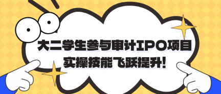 大二學(xué)生參與審計(jì)IPO項(xiàng)目實(shí)習(xí) 實(shí)操技能飛躍提升！
