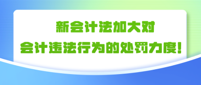 新會(huì)計(jì)法加大對(duì)會(huì)計(jì)違法行為的處罰力度?。?! 新會(huì)計(jì)法加大對(duì)會(huì)計(jì)違法行為的處罰力度!??!