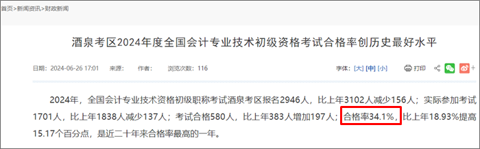 曝光！2024年部分地區(qū)初級(jí)會(huì)計(jì)考試合格率公布 合格率有所上升？
