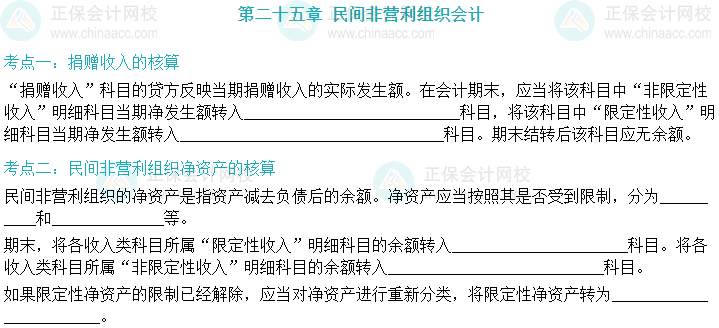 【默寫本】2024中級會計實(shí)務(wù)填空記憶——民間非營利組織會計