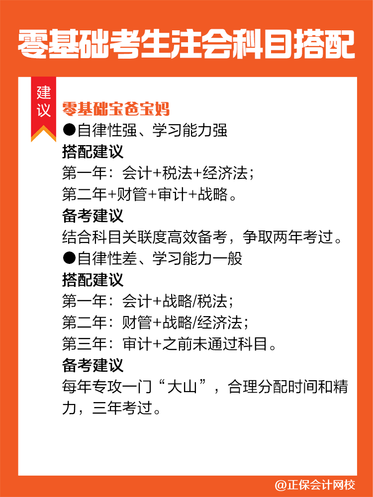 不同情況的零基礎(chǔ)考生備考注會建議這樣進行科目搭配！