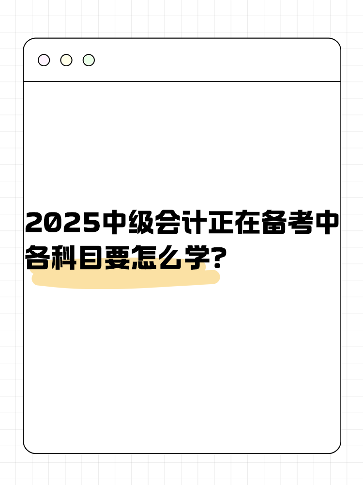 2025年中級(jí)會(huì)計(jì)正在備考中 各科目要怎么學(xué)？