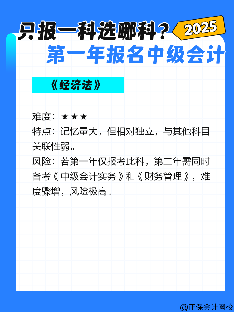 第一年報(bào)名中級(jí)會(huì)計(jì)考試 只報(bào)一科選哪一科？