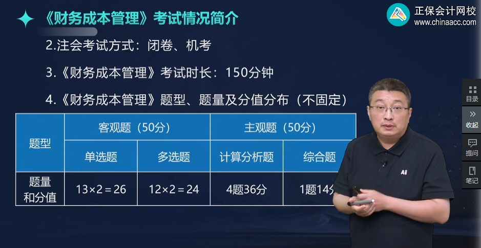 李斌老師解讀：注會(huì)財(cái)務(wù)成本管理題型、題量分值及試題特點(diǎn)
