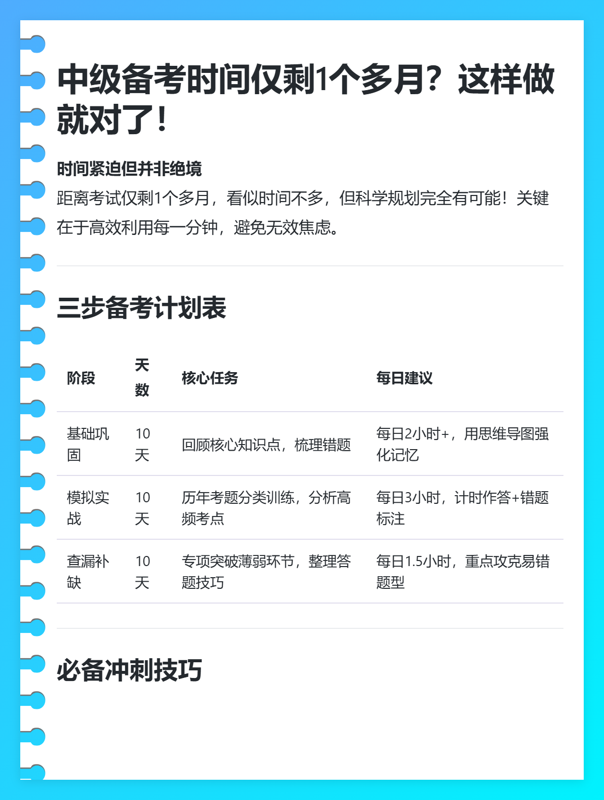 中級(jí)備考時(shí)間僅剩1個(gè)多月？這樣做就對(duì)了！